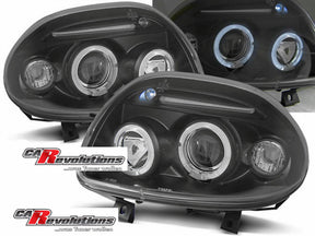Angel Eyes Scheinwerfer Set schwarz Renault Clio II 09.98-05.01 mit Ringbeleuchtung