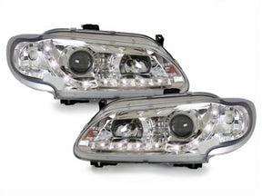 Chrom LED Scheinwerfer Set Renault Laguna Peugeot 206 96-02.99 Tuning Zubehör