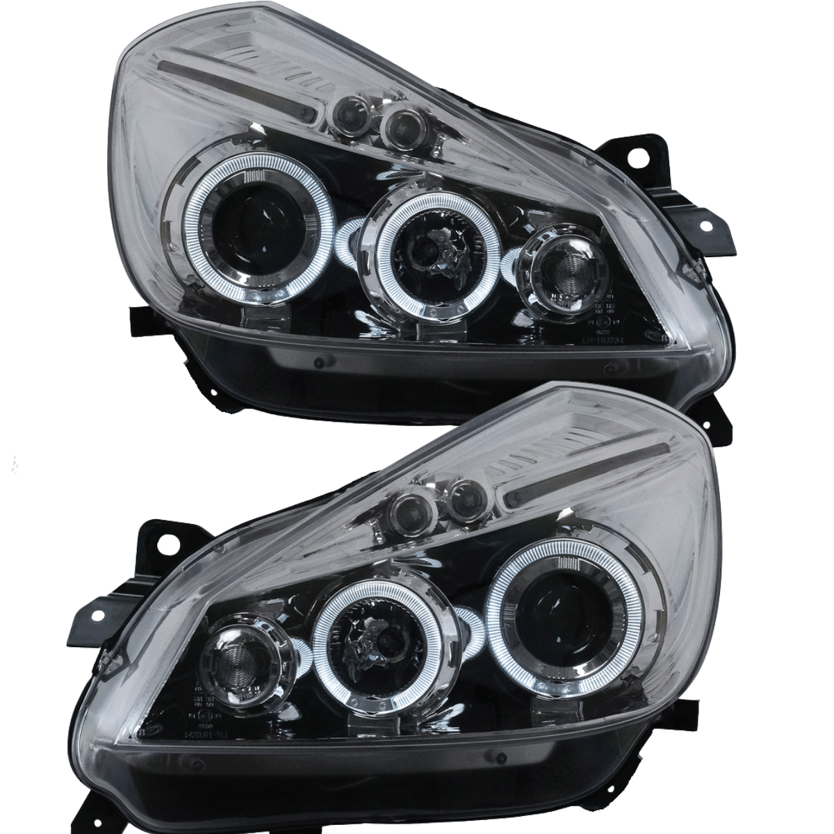 Angel Eyes Scheinwerfer Set für Renault Clio 3 2005-2009 chrom mit Ringen