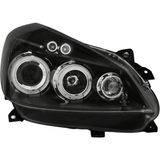 Schwarzer Scheinwerfer mit Ringen für BMW E46 Coupe Cabrio, LED-Tagfahrlicht, Tuning-Scheinwerfer