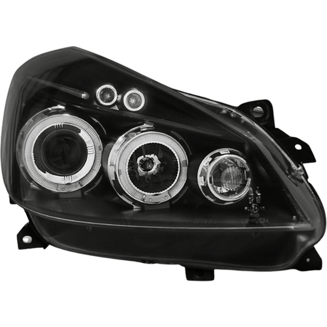 Schwarzer Scheinwerfer mit Ringen für BMW E46 Coupe Cabrio, LED-Tagfahrlicht, Tuning-Scheinwerfer