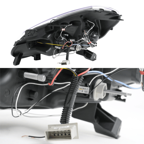 LED Scheinwerfer Rückseite mit Kabeln und Anschlussstecker für KFZ-Tuning