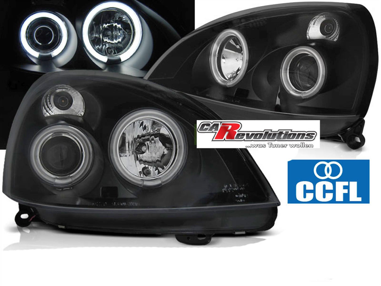 CCFL Angel Eyes Scheinwerfer Set schwarz für Renault Clio II 06.2001-09.2005