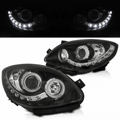 Scheinwerfer Set Schwarz für Renault Twingo 2007–2011 mit LED Standlicht