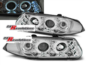Angel Eyes Scheinwerfer chrom für Rover 200 1995-2001, LED-Scheinwerfer Tuning Zubehör