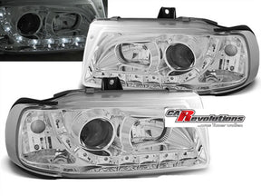 Chrom LED Scheinwerfer Set für Seat Ibiza 6K 10.93-08.1999, Tuning Scheinwerfer