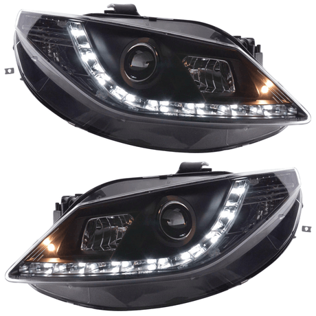 Schwarze LED Scheinwerfer mit Tagfahrlicht für [Fahrzeugmodell] von CR-Tuning
