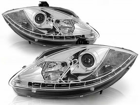 Chrom LED Scheinwerfer für Seat Leon 1P 2009-2012, Tagfahrlicht Funktion, Tuning Zubehör