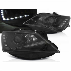 Schwarze LED Scheinwerfer mit Tagfahrlicht für Seat Ibiza 6J FL 2009-2015