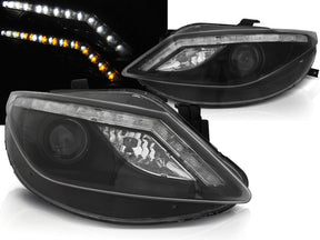 LED Scheinwerfer Set Schwarz für Seat Ibiza 6J 2008-2012 mit Tagfahrlichtern