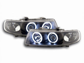 CCFL Angel Eyes Scheinwerfer Set schwarz für Seat Leon Toledo 1999-2004 mit LED Ringen