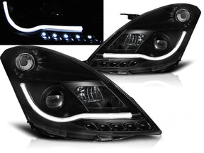 Scheinwerfer schwarz 2010-2016 mit Light Tube und LED-Standlicht für Suzuki Swift