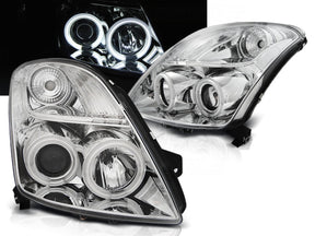 Angel Eyes Scheinwerfer Set in chrom für Suzuki Swift 05.2005-2010 CCFL - CR Tuning