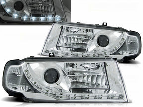 Chrom LED Scheinwerfer für Skoda Octavia I 08.2000-10 mit Tagfahrlicht-Optik