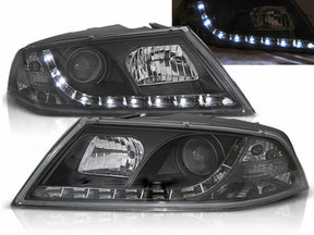 Schwarze LED Scheinwerfer für Skoda Octavia II 03.2004-2008 mit Tagfahrlicht-Optik
