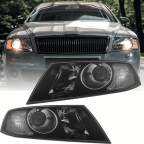 Schwarze Scheinwerfer für Skoda Octavia 2 1Z 2004-2008, Halogen, Set