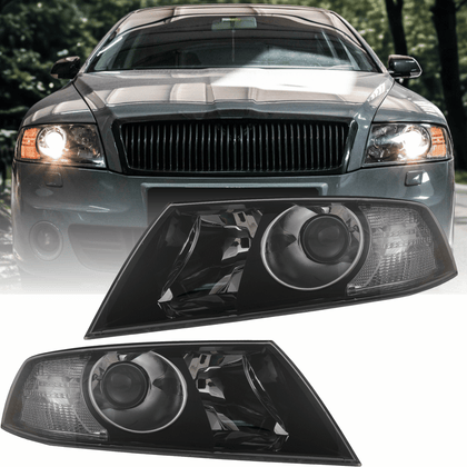 Halogen Projektor Scheinwerfer Set Schwarz für Skoda Octavia 2 1Z 2004–2008