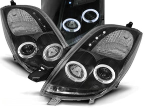 Angel Eyes Scheinwerfer Set schwarz Toyota Yaris XP9 2006-12.2008 mit LED Ringen