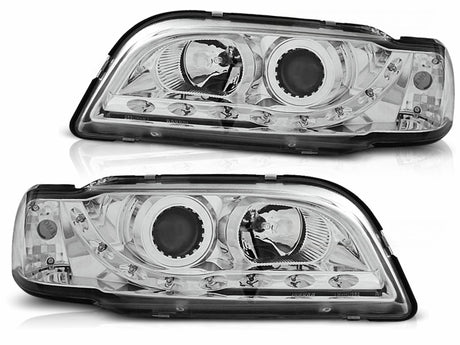 Scheinwerfer Set Chrom für Volvo S40 V40 1996–2000 mit LED Standlicht - CR Tuning