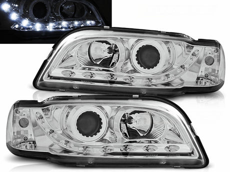 Scheinwerfer Set Chrom für Volvo S40 V40 1996–2000 mit LED Standlicht - CR Tuning