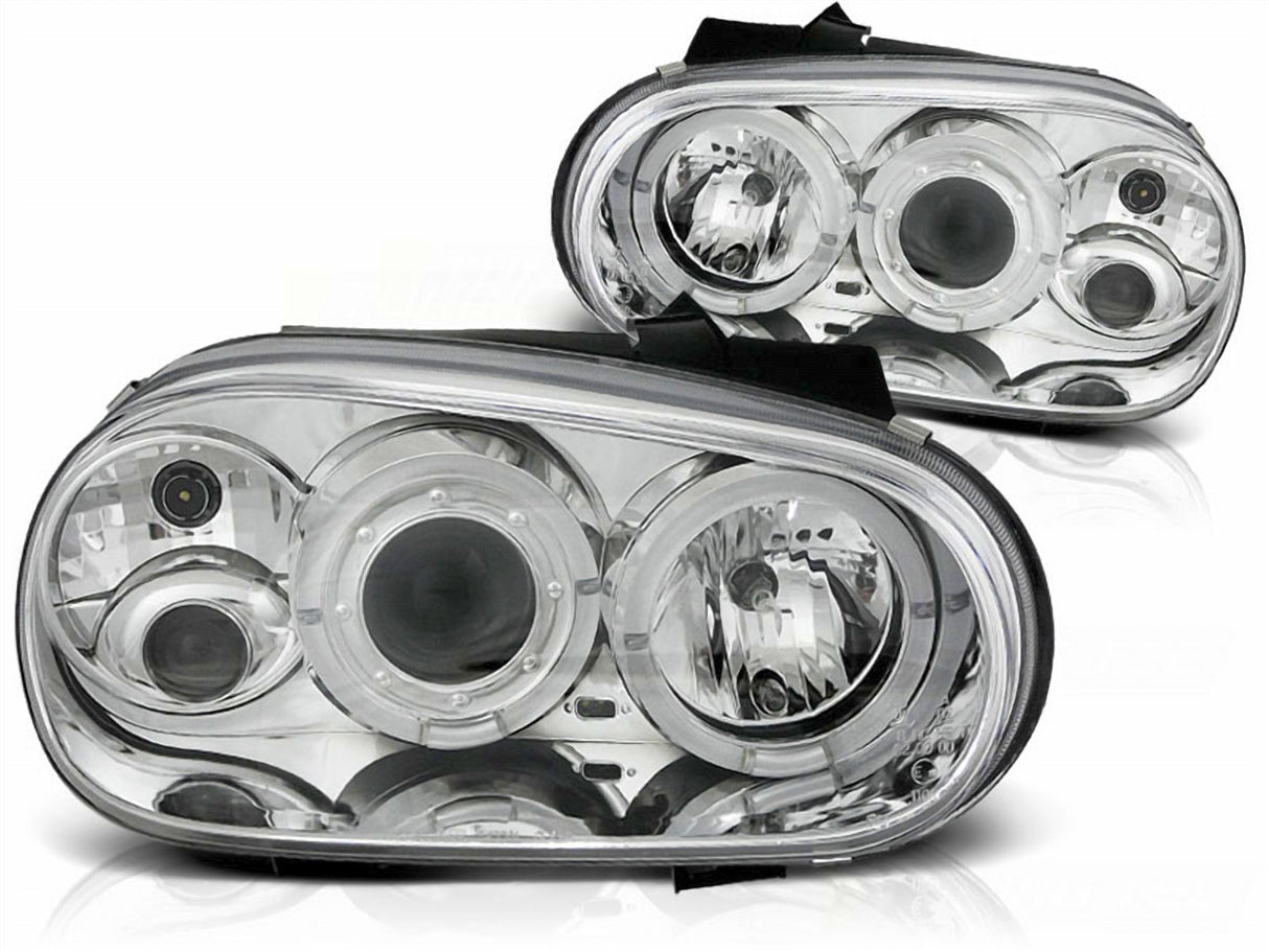 LED Angel Eyes Scheinwerfer für VW Golf IV 4 chrom inkl NSW  09.1997-09.2003