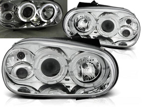 Chrom LED Angel Eyes Scheinwerfer VW Golf IV 4 mit NSW 09.1997-09.2003