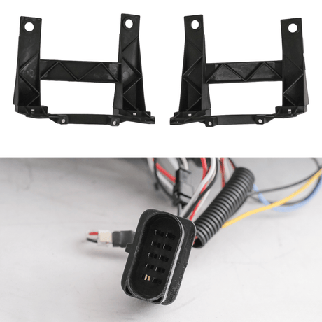 Schwarze Scheinwerferhalterungen und Kabelbaum für LED-Scheinwerfer und Rückleuchten von CR-Tuning