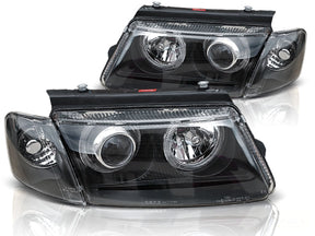Angel Eyes Scheinwerfer Set schwarz VW Passat B5 3B 11/1996-08/2000 mit Ringbeleuchtung