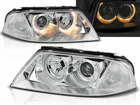 Angel Eyes Scheinwerfer VW Passat 3BG chrom mit gelben Ringen, klare Optik