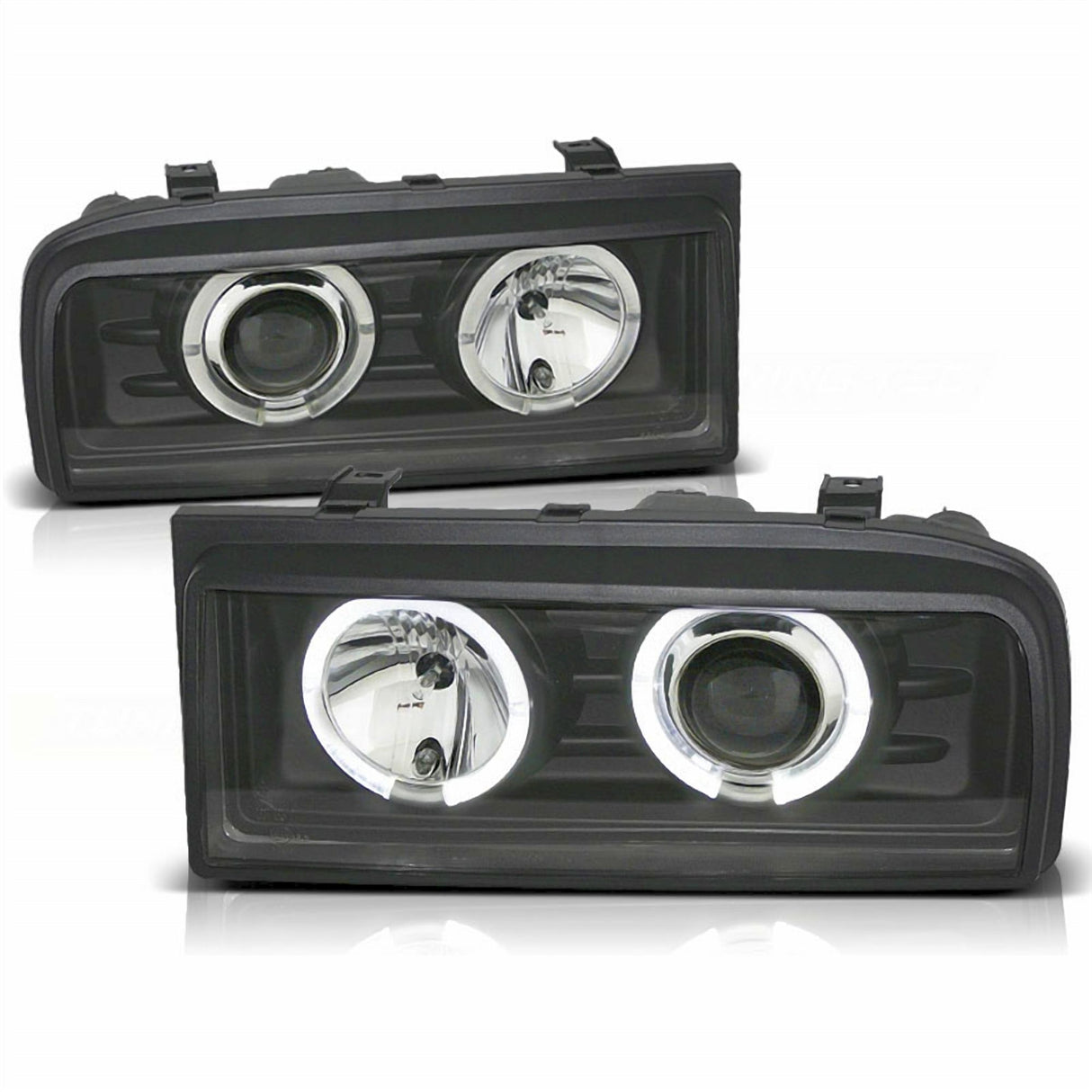 LED Angel Eyes Scheinwerfer Set in schwarz für VW Corrado 88-1995