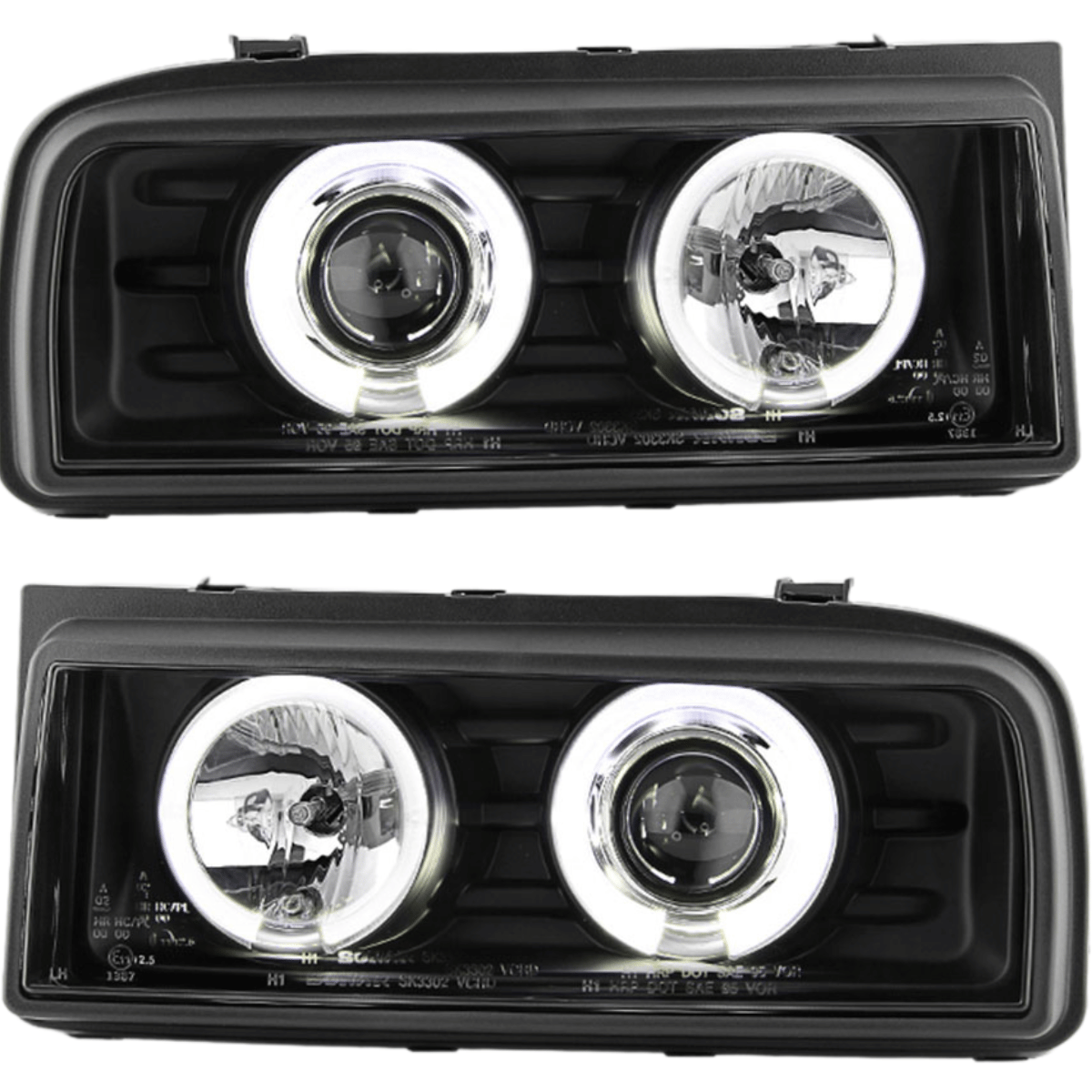 LED Angel Eyes Scheinwerfer Set in schwarz für VW Corrado 53i 1988-1995