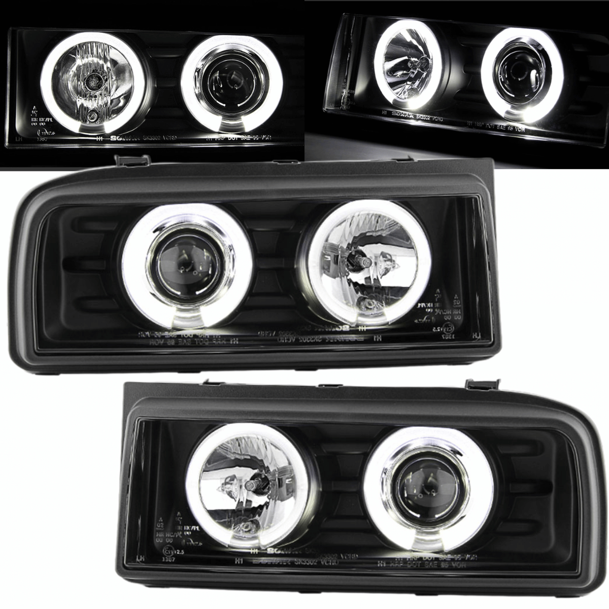 LED Angel Eyes Scheinwerfer Set in schwarz für VW Corrado 53i 1988-1995