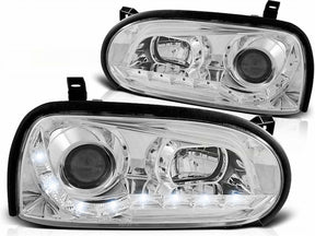 Chrom LED Scheinwerfer Set für VW Golf 3 III 1991-1997, mit Tagfahrlicht-Optik