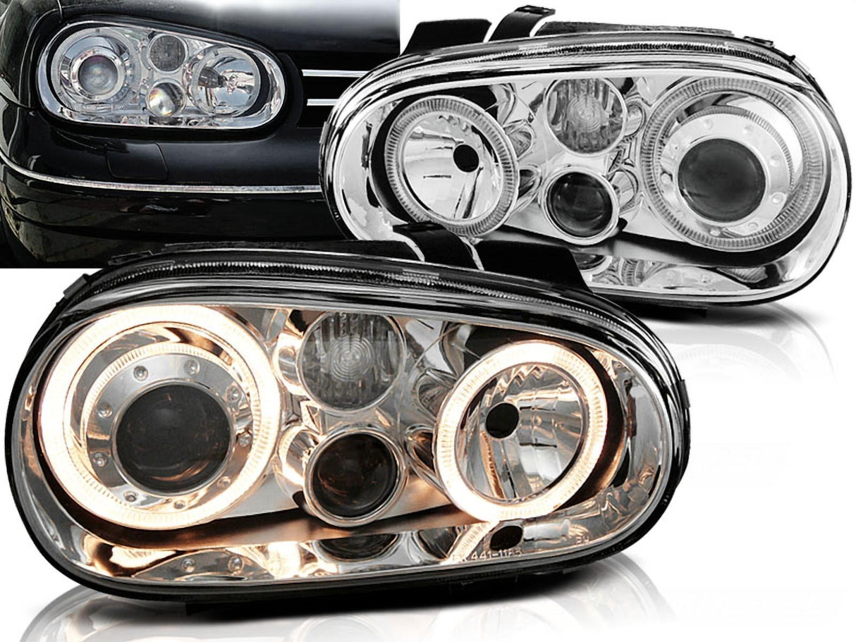 Angel Eyes Scheinwerfer Set für VW Golf 4 Typ 1J Bj. 1998-2003 chrom