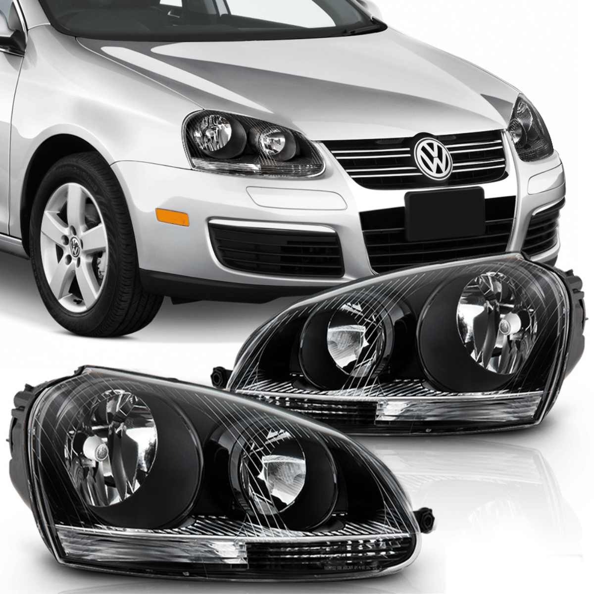 Scheinwerfer Set für VW Golf 5 V +GTI 2003-2007 schwarz Halogen elektr. LWR