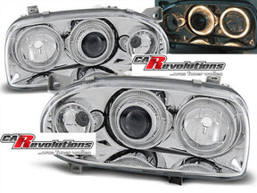 Angel Eyes Scheinwerfer Set in chrom für VW Golf 3 09.1991-08.1997 - CR Tuning