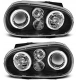 LED Angel Eyes Scheinwerfer für VW Golf IV 4 schwarz inkl NSW 09.1997-09.2003