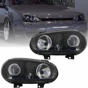 Schwarze Scheinwerfer im R32 Look für VW Golf 4 IV, Set für Bj 1997-2003