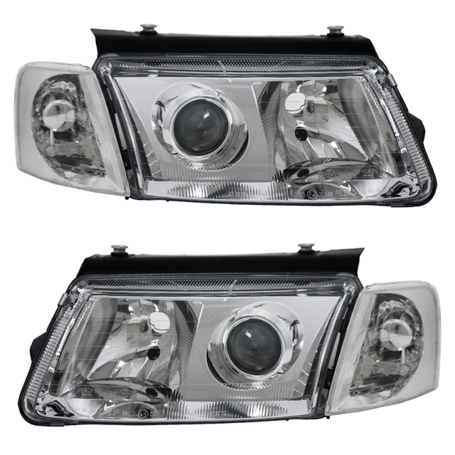 Scheinwerfer Set H7/H7 chrom, Paar, links rechts, Tuning Scheinwerfer für VW Passat B5 3B