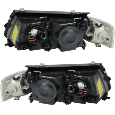 LED-Scheinwerfer für BMW E46 Coupe Cabrio, Paar, schwarz, mit Tagfahrlichtfunktion