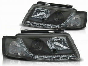Schwarze LED Scheinwerfer für VW Passat 3B B5 1996-2000 mit Tagfahrlicht-Optik