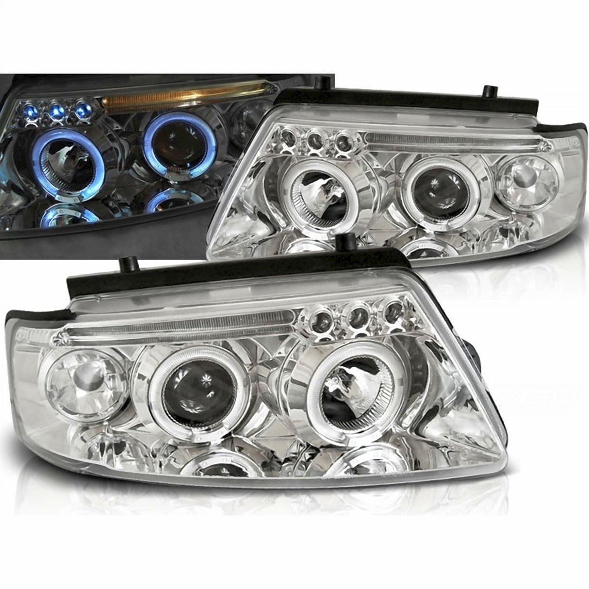 Angel Eyes Scheinwerfer Set in chrom für VW Passat B5 3B 11.1996-08.2000