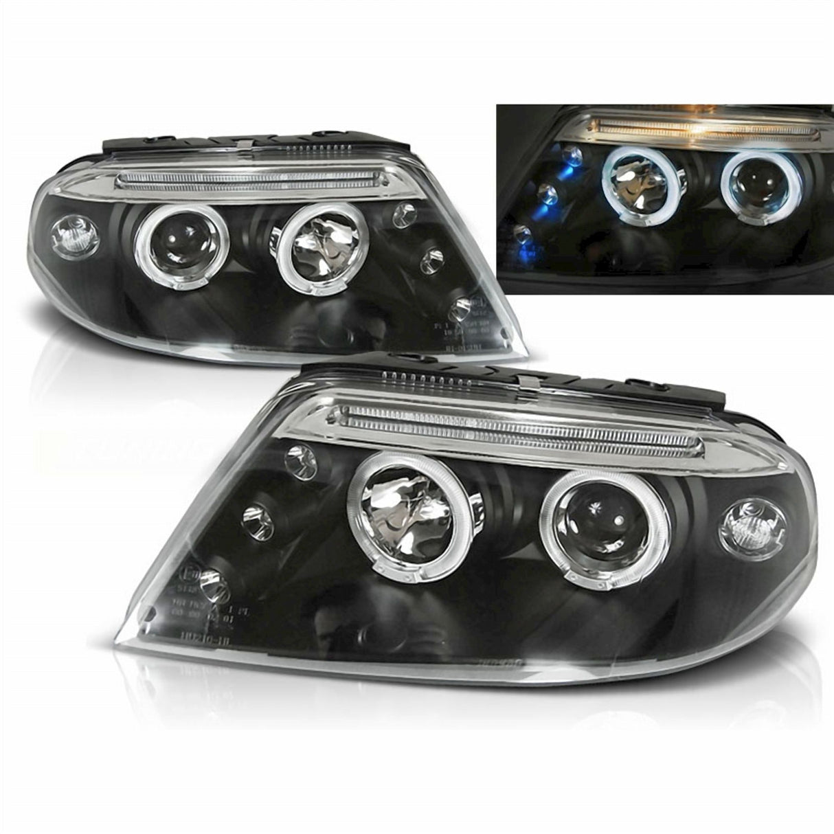 LED Angel Eyes Scheinwerfer Set in schwarz für VW Passat 3BG 09.2000-03.2005