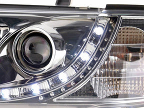 Chrom LED Scheinwerfer für VW T4 Bus 1990-2003 mit Blenden und integrierten Lichtern