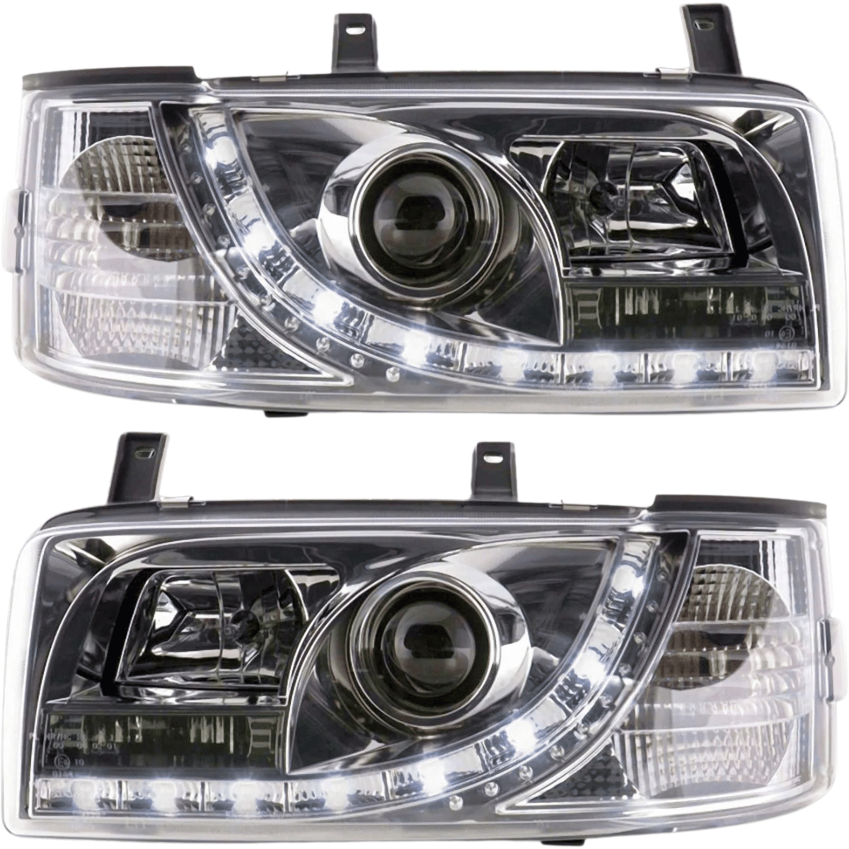 LED Scheinwerfer für [Fahrzeugmodell] mit Tagfahrlicht-Optik, klare Linsen, Chrom-Optik