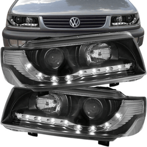 LED Scheinwerfer Set Schwarz für VW Passat 35i B4 mit LED Standlicht, Tuning Scheinwerfer