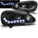 Schwarze LED-Scheinwerfer für VW Golf 4 mit Tagfahrlicht-Optik, Tuning Scheinwerfer