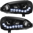 Scheinwerfer schwarz mit LED Standlicht für Bj 2003-2008 für VW Golf 5