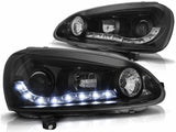 Schwarze LED Scheinwerfer mit Tagfahrlicht für [Fahrzeugmodell] von CR-Tuning