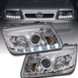 Chrom LED Scheinwerfer Set für VW Bora 1998-2005 mit Tagfahrlicht-Optik